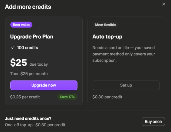 Official Lovable Add More Credits Pricing - $0.25 to $0.30 per credit